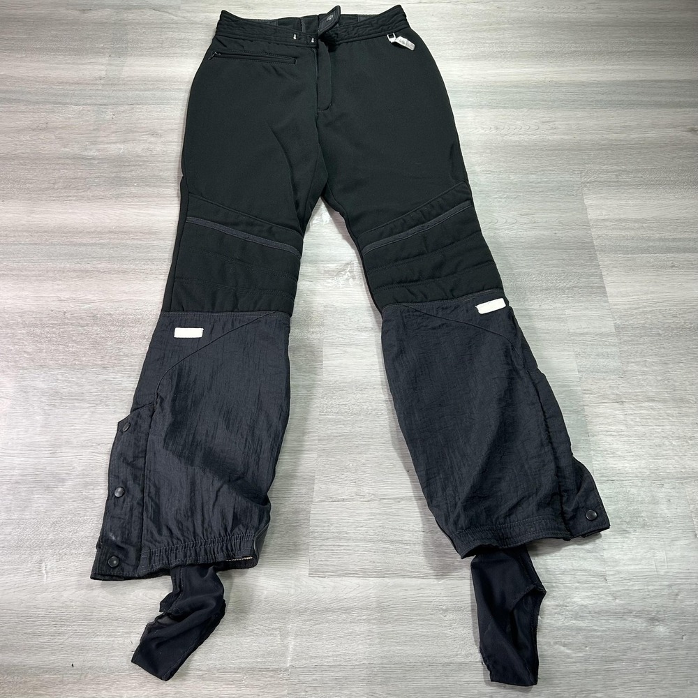 VINTAGE Roffe Snow Pants Mens 30x32 Black Insulated Stirrup‎ Ski 90s USA Winter